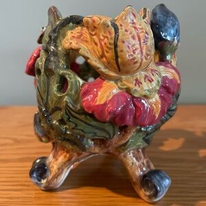 Kaldun & Bogle Footed Tea Light Potpourri Holder Bowl Floral Holiday Decor